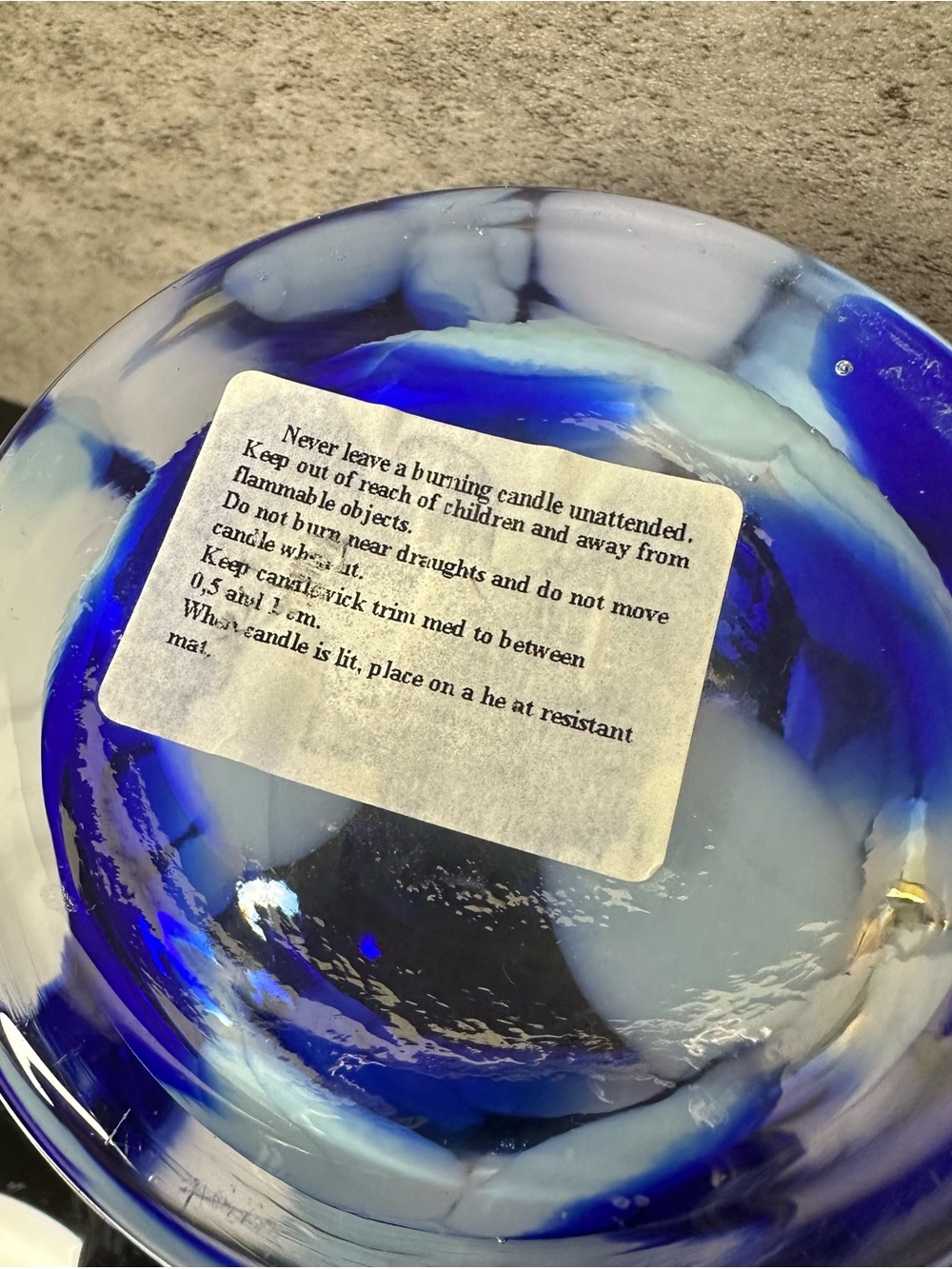 Zorza Hand Blown Art Glass Candle Holder Blue White Made in Poland - Picture 4 of 4